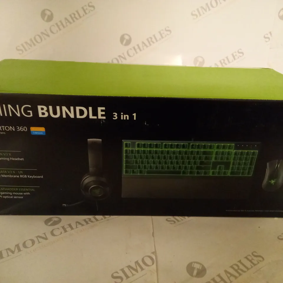 BRAND NEW BOXED RAZER GAMING BUNDLE 3 IN 1 TO INCLUDE USB GAMING HEADSET, MEMBRANE RGB KEYBOARD AND ESSENTIAL GAMING MOUSE