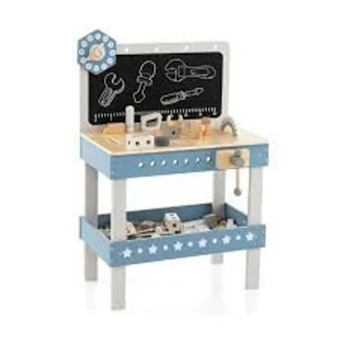 BOXED COSTWAY BLUE KIDS WOODEN PLAY WORKBENCH