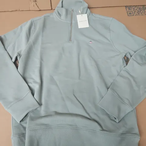 GANT REG SHIELD HALF ZIP SWEAT IN CERAMIC GREY - LARGE