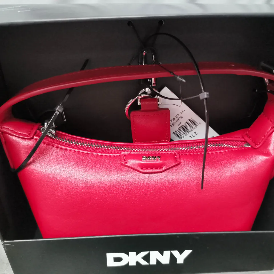 DKNY RED LEATHER HANDBAG  -BOXED 