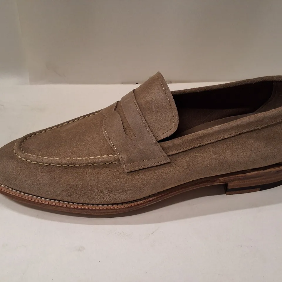 MEERMIN NOVA TAUPE SUEDE PENNY LOAFERS – UK 8.5 E (MEN'S)