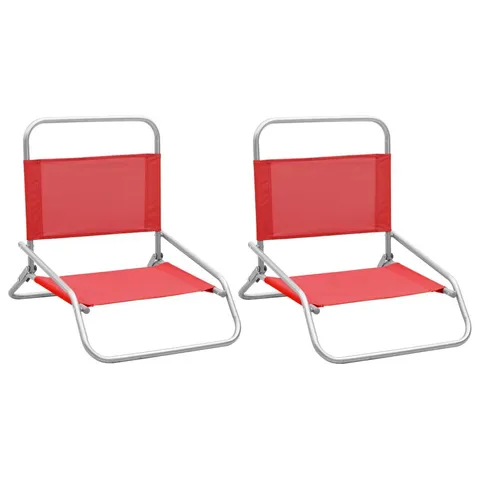 BOXED SET OF 2 HUETTE FOLDING BEACH CHAIRS - RED (1 BOX)