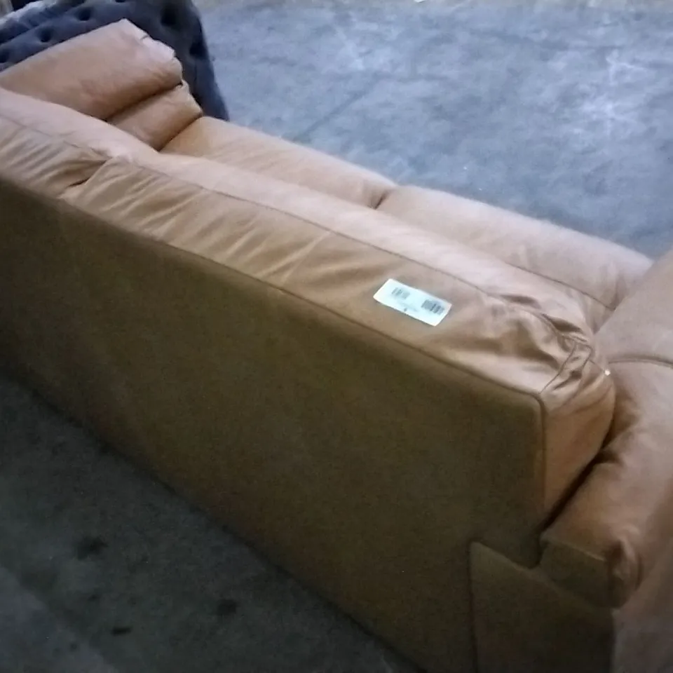 QUALITY RUST LEATHER 3 SEATER SOFA 