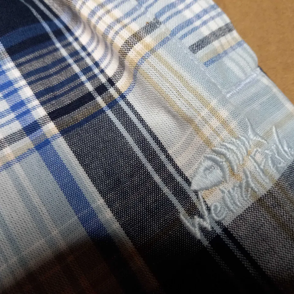 WEIRD FISH CALLO ORGANIC BLUE CHECK LOUNGEWEAR SHORTS - LARGE