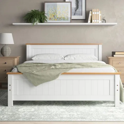BOXED ISADORA BED FRAME - DOUBLE, GREY (2 BOXES)