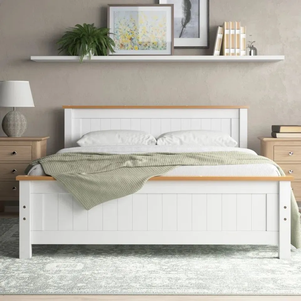 BOXED ISADORA BED FRAME - DOUBLE, GREY (2 BOXES)