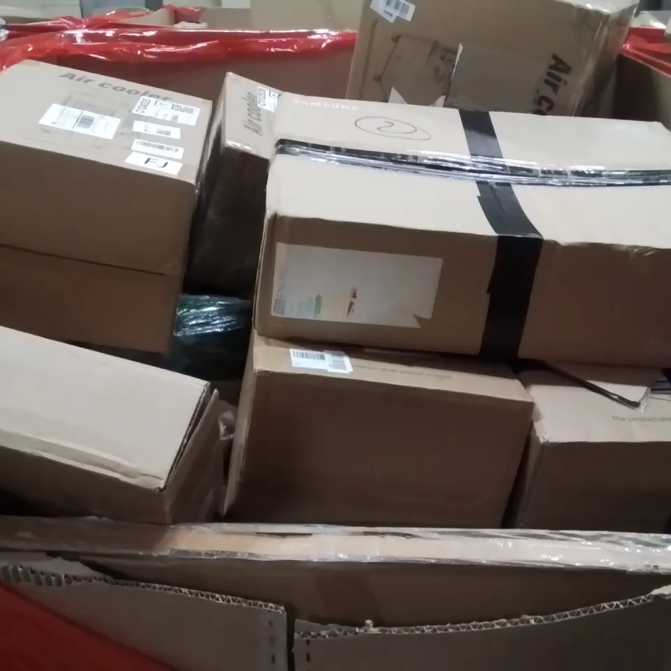 PALLET OF ASSORTED HOUSEHOLD GOODS AND PRODUCTS TO INCLUDE;AIR COOLER,PHOTO FRAME,
