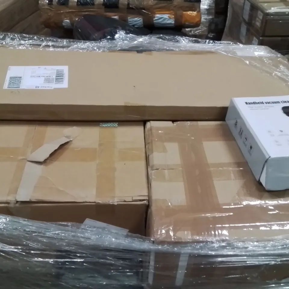 PALLET CONTAINING VARIOUS ASSORTED ITEMS TO INCLUDE HANDHELD VACUUM CLEANER, SAFETY GATES AND LOTS MORE UNMARKED BOXED ITEMS 
