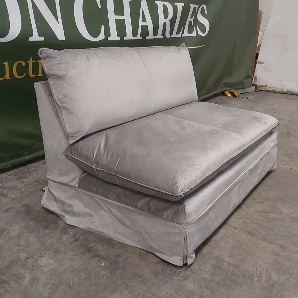 QUALITY DESIGNER 2 SEATER GREY VELVET SOFA 