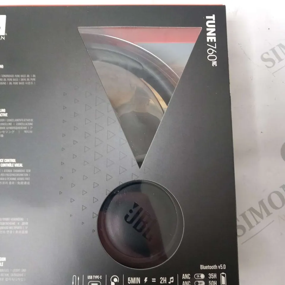 BOXED JBL BY HARMAN TUNE 760 INC WIRELESS ACTIVE NOISE CANCELLING ON EAR HEADPHONES