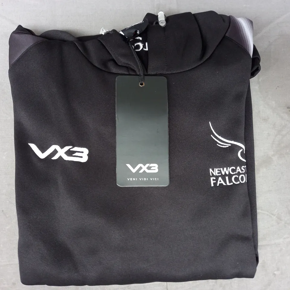 VENI VIDI VICI VX3 NEWCASTLE FALCONS TRAINING HOODIE IN BLACK SIZE XL