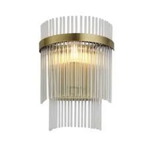 BOXED ENDON MARIETTA 1 LIGHT INDOOR WALL LIGHT β ANTIQUE BRASS & CLEAR GLASS
