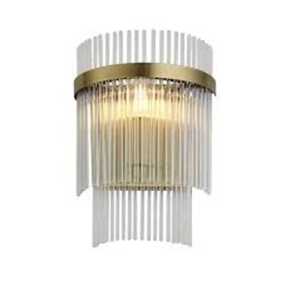 BOXED ENDON MARIETTA 1 LIGHT INDOOR WALL LIGHT — ANTIQUE BRASS & CLEAR GLASS