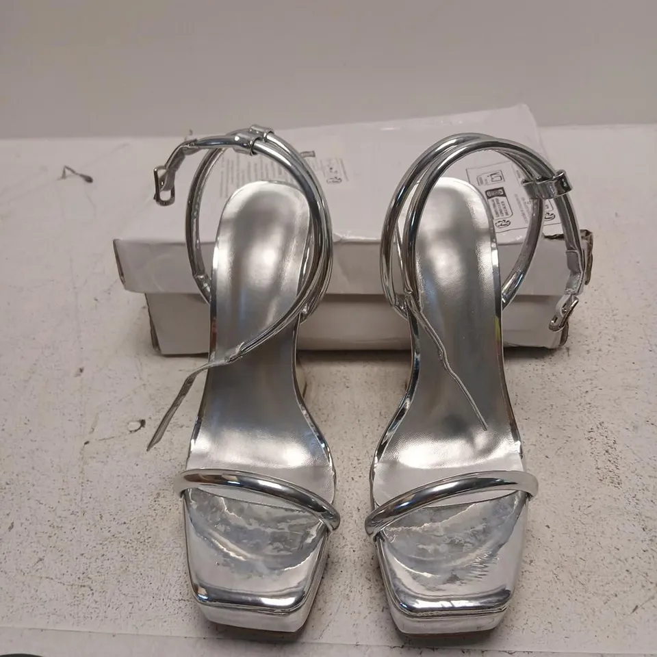 WOMEN'S SILVER STRAPPY HIGH-HEEL SANDALS – UK 3 (EU36)