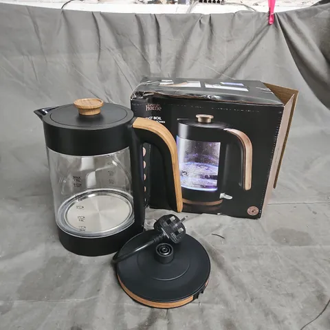 BOXED HOME FAST BOIL MATT BLACK SCANDI GLASS KETTLE - COLLECTION ONLY