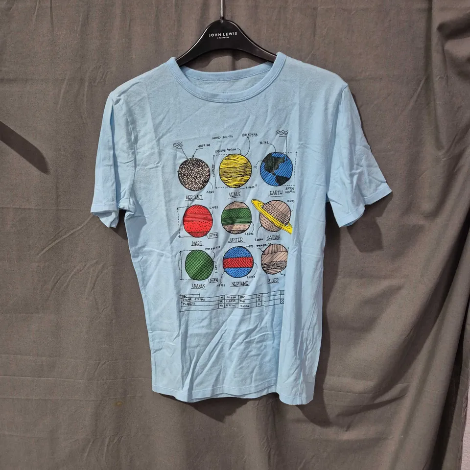 GAP KIDS T-SHIRT, PLANET PRINT, LIGHT BLUE, XXL