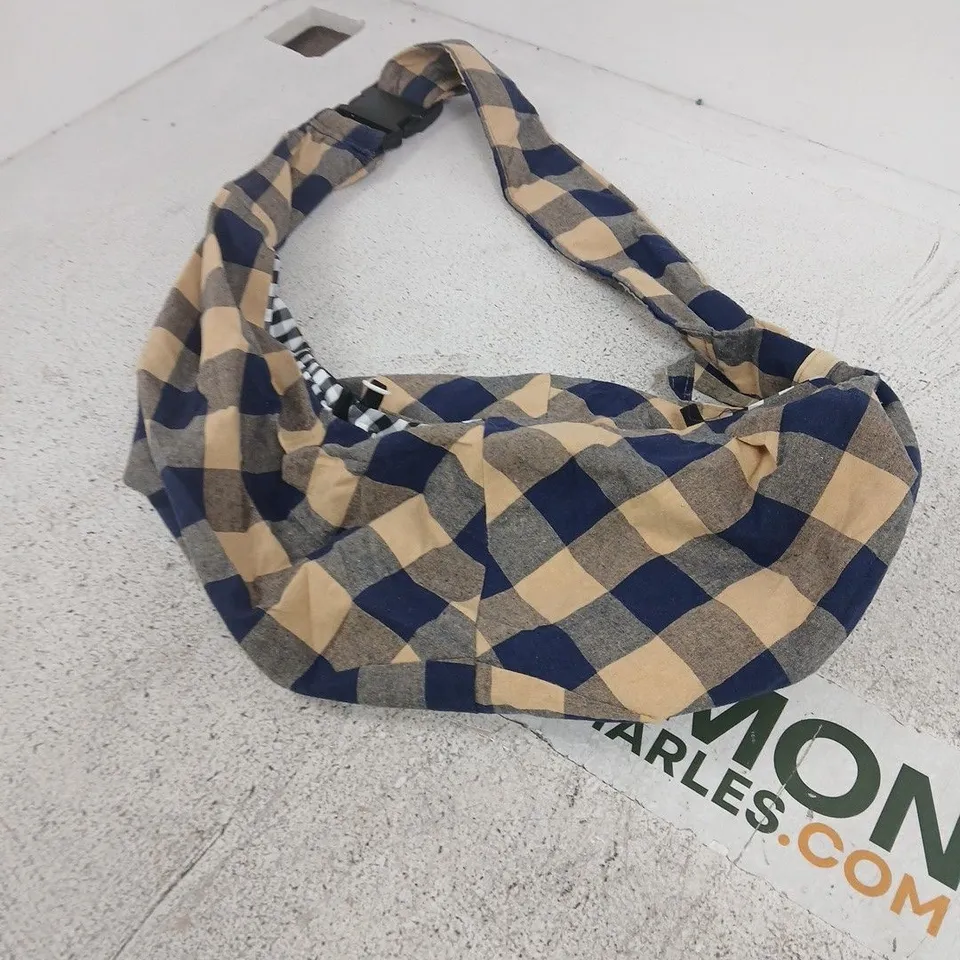 DESIGN BY. THEN - CAT SERIES - PATTERNED FABRIC BAG – BLUE & BEIGE CHECK