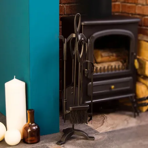 BOXED LEONIE 5 PIECE STEEL FIREPLACE TOOL SET