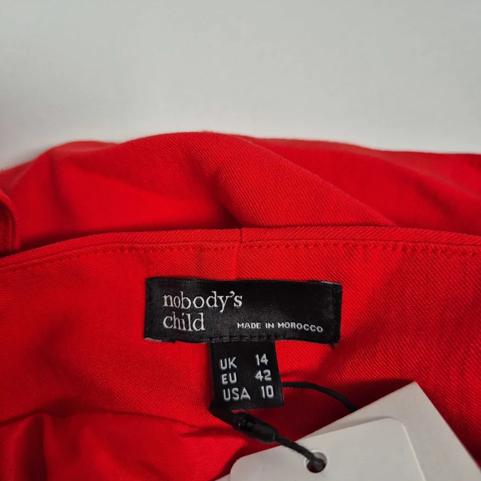 NOBODY'S CHILD REIGN MIDI DRESS – RED, UK 14 (EU 42, USA 10) – MADE IN MOROCCO