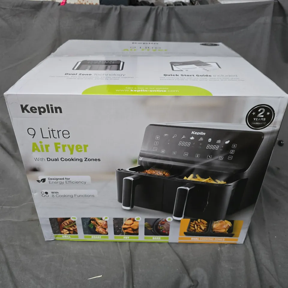 BOXED KEPLIN 9 LITRE AIR FRYER WITH DUAL COOKING ZONES