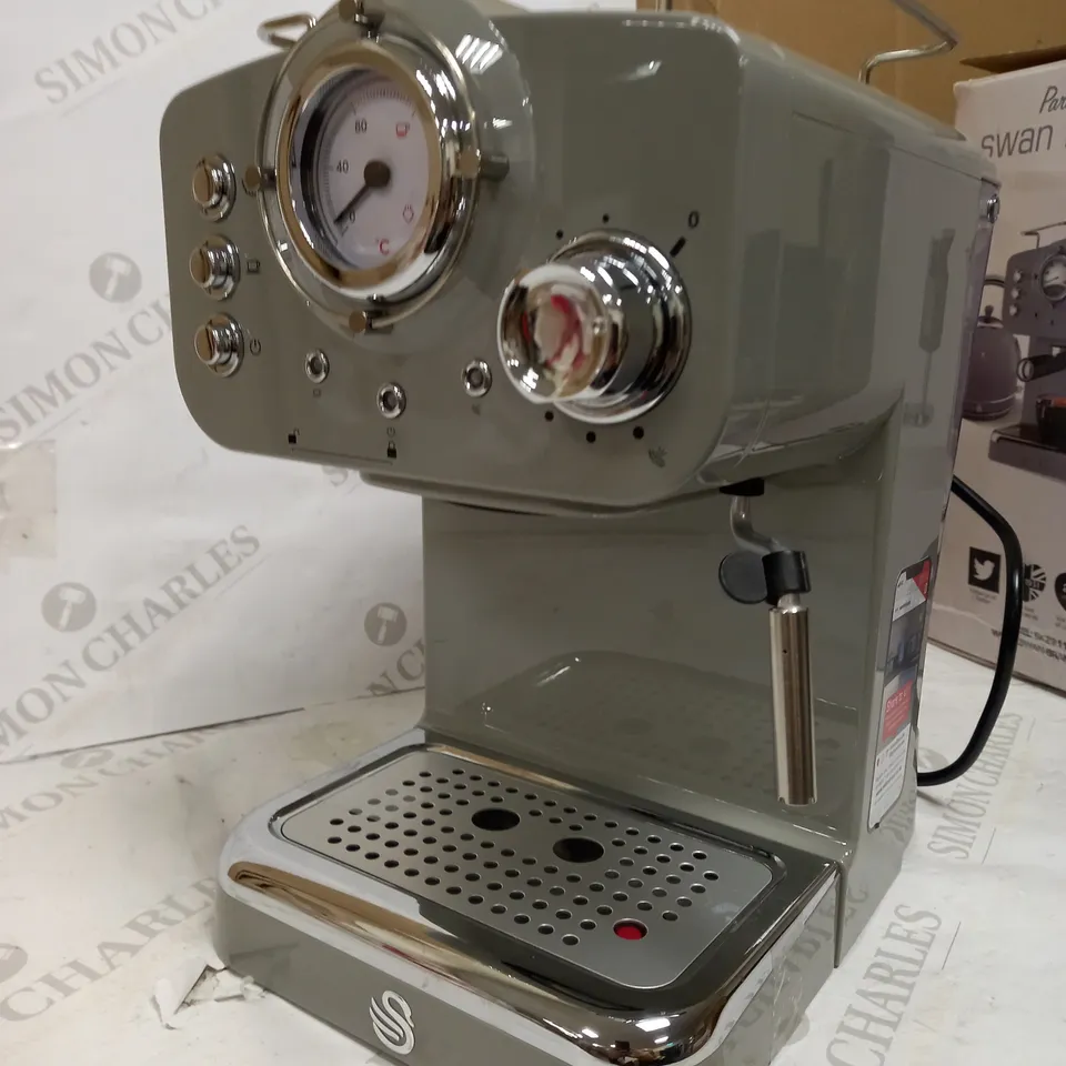 SWAN RETRO PUMP ESPRESSO COFFEE MACHINE - GREY