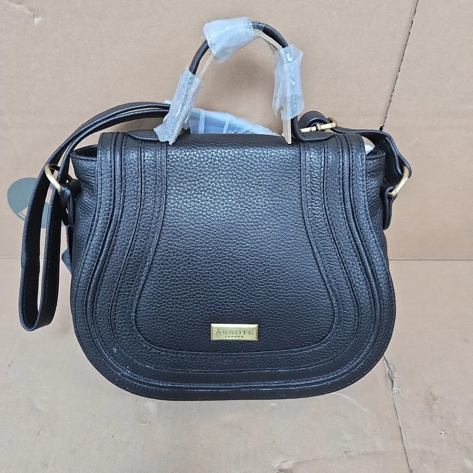 ASSOTS LONDON BLACK PEBBLE-GRAIN LEATHER HANDBAG