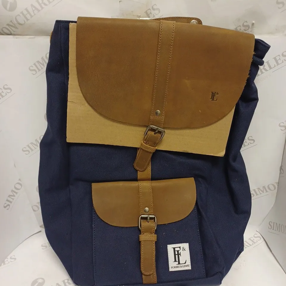 FORBES & LEWIS LINCOLN BACKPACK IN NAVY/BROWN