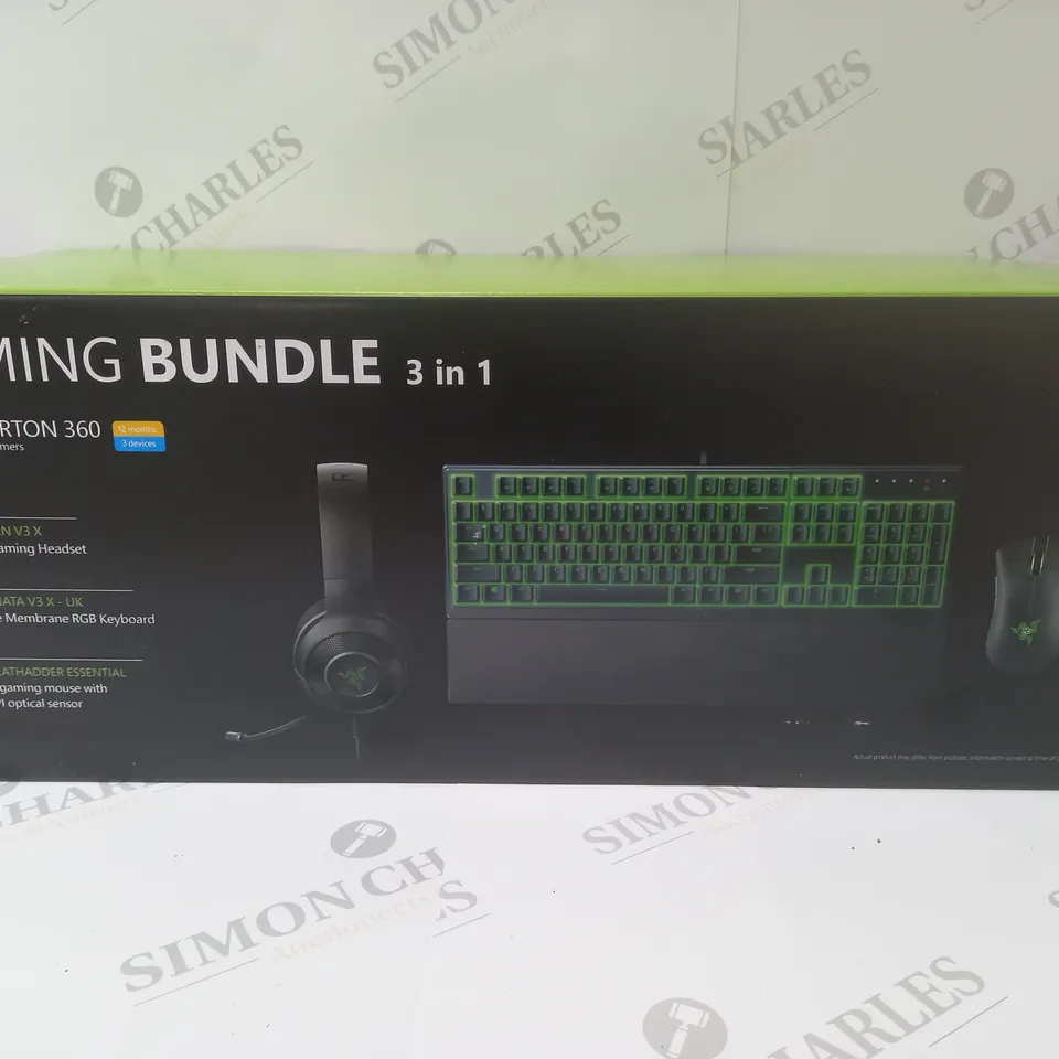 BRAND NEW BOXED RAZER GAMING BUNDLE 3 IN 1 TO INCLUDE - GAMING HEADSET, MEMBRANE RGB KEYBOARD AND ESSENTIAL GAMING MOUSE