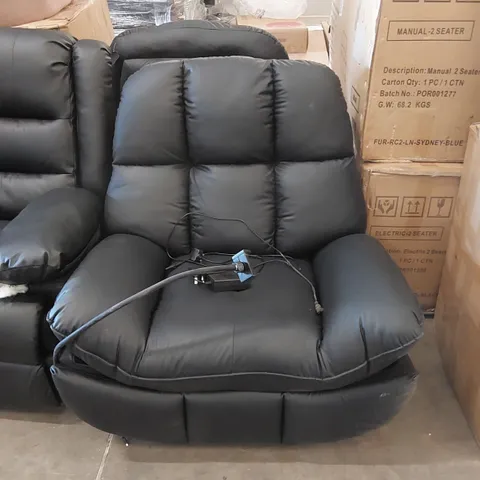 CHICAGO SWIVEL & ROCKER, FAUX LEATHER RECLINER CHAIR - BLACK