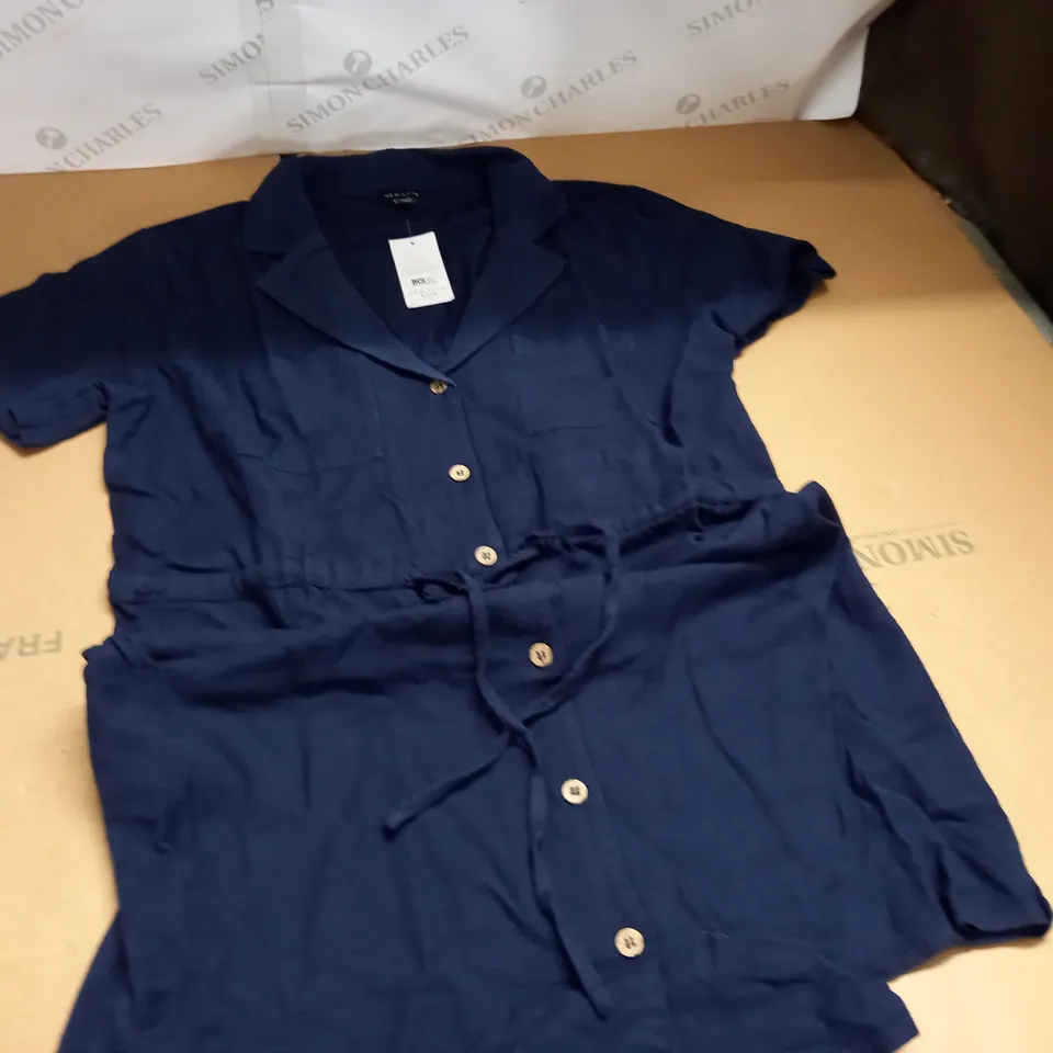 NEW LOOK NAVY UTILITY MINI DRESS - 14