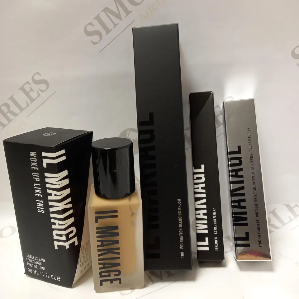 LOT OF 4 IL MAKIAGE PRODUCTS TO INCLUDE FLAWLESS BASE FOUNDATION - 105 WOKE UP LIKE THIS, INKLINER - BLACK, CONCEALER - F*CK IT I'M FLAWFLESS, ETC