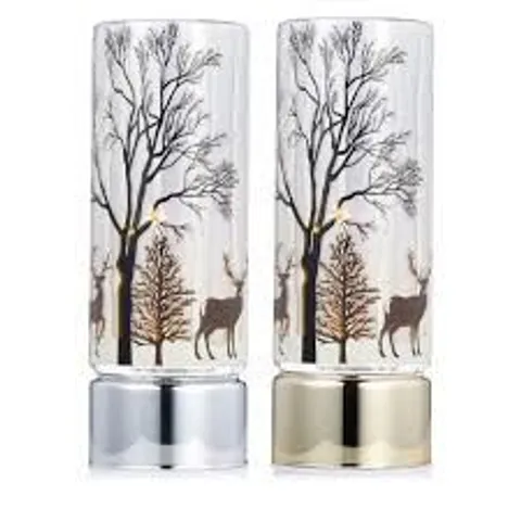 Home stories set of 2 pre lit winter scene rotating ornaments