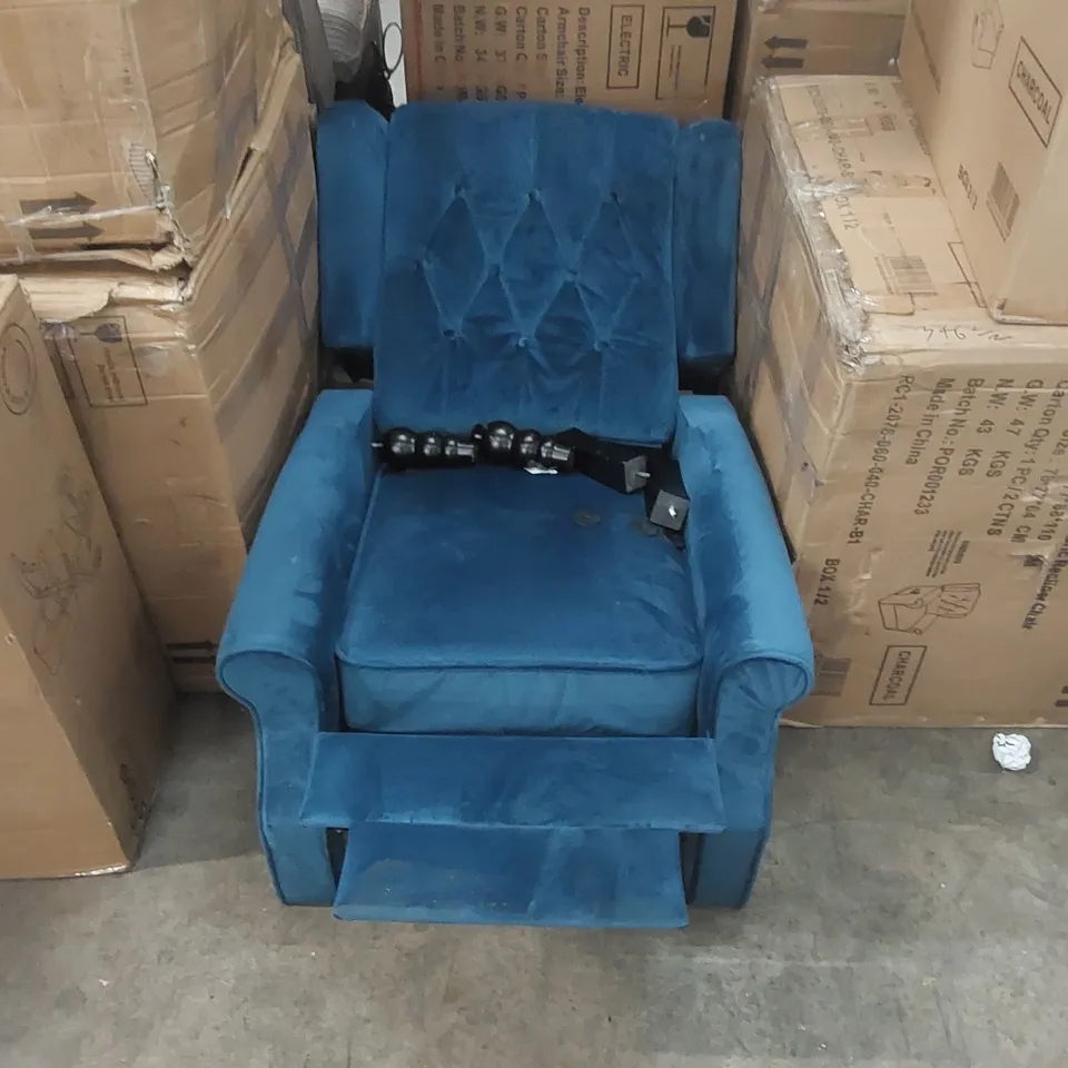 DESIGNER UPHOLSTERED VELVET PUSH BACK RECLINING ARM CHAIR