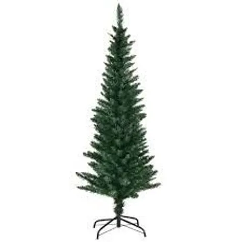 BOXED COSTWAY 5FT ARTIFICIAL CHRISTMAS TREE, HINGED GREEN XMAS TREES WITH FOLDABLE METAL STAND, UNLIT XMAS DECORATIVE TREE