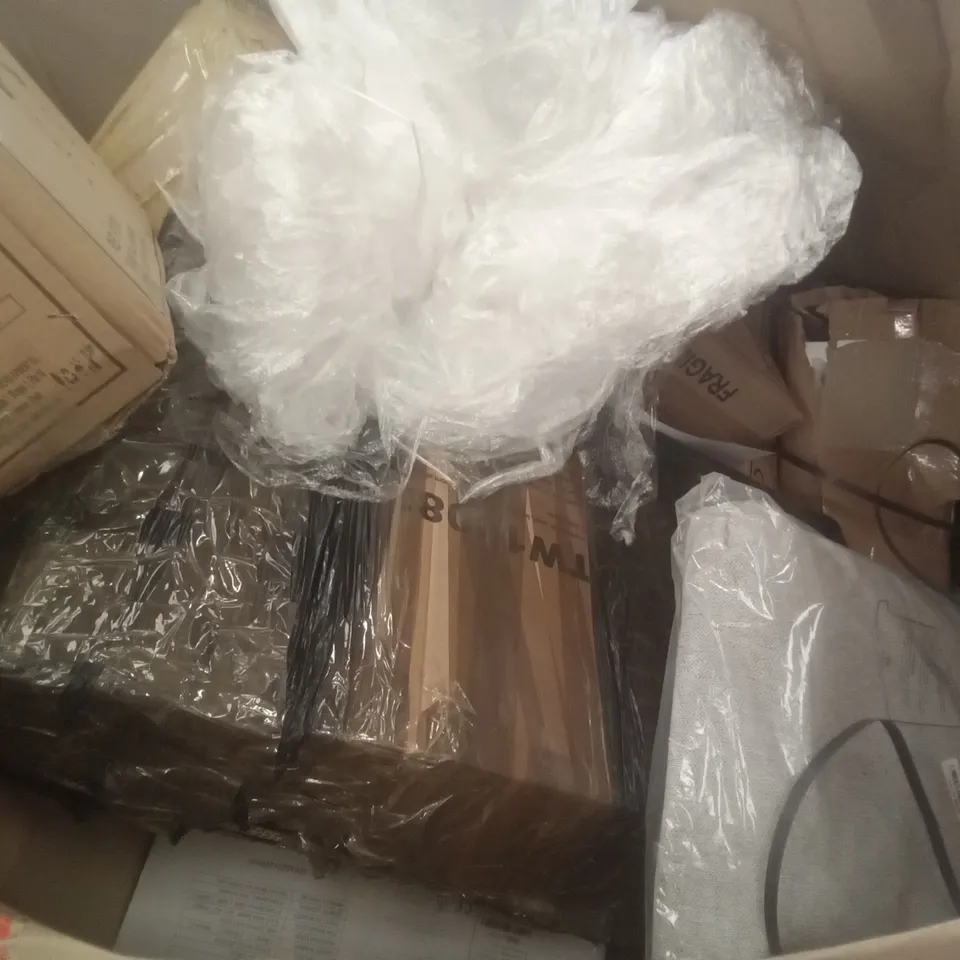 PALLET OF ASSORTED ITEMS INCLUDING ALUMINIUM FRAME WHITE BOARD, PEPE STOOL, PEPE TOILET RISER WITH HANDLES, PEPE BATH TRANSFER BENCH, LED CEILING FAN 