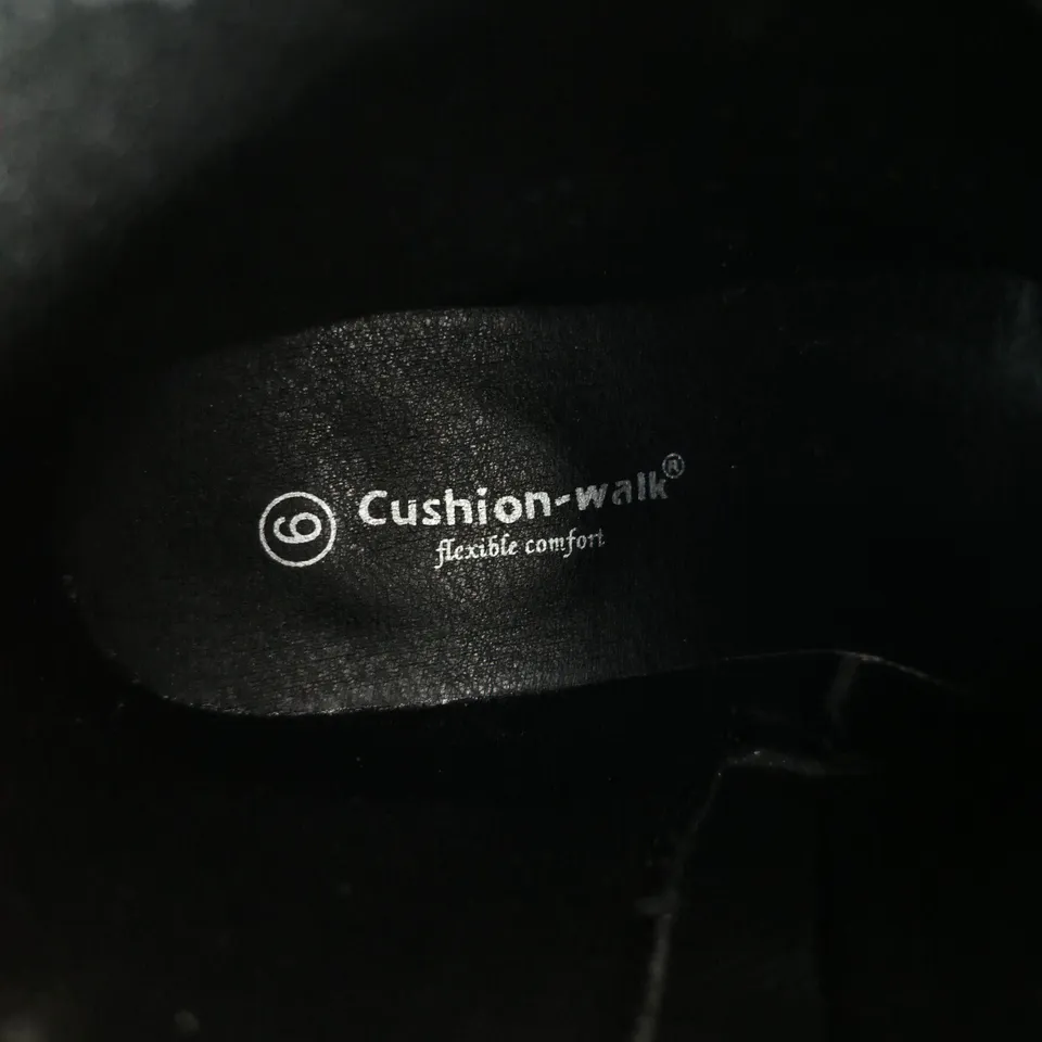 CUSHION-WALK BLACK SUEDE ANKLE BOOTS WITH SIDE ZIP – UK 6 (EU 39.5, US 8)