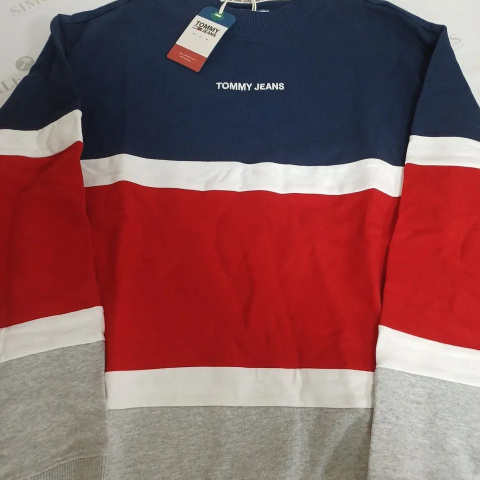 TOMMY JEANS TAILLIGHT NAVY STRIPE JUMPER - MEDIUM