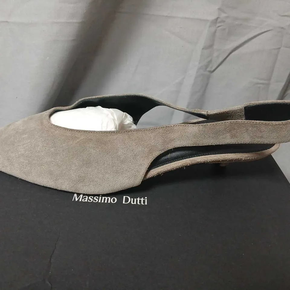 MASSIMO DUTTI WOMEN'S GREY SUEDE SLINGBACK HEELS, UK 6 (EU 39)