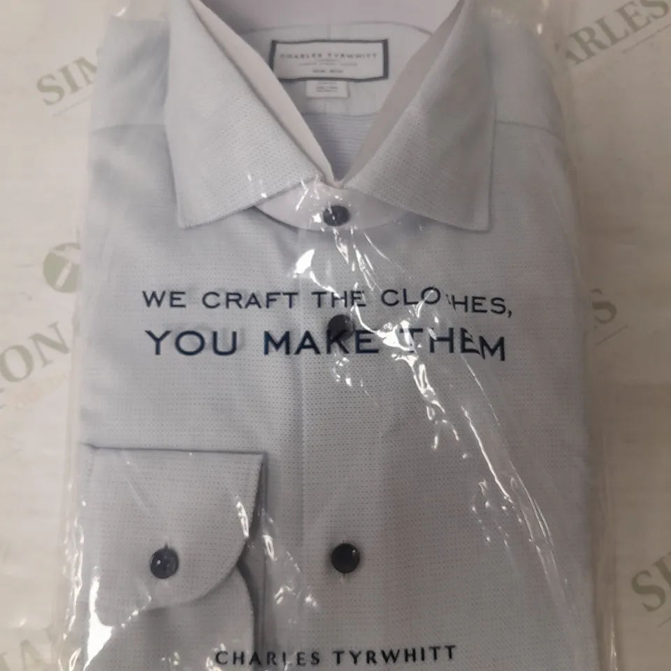 CHARLES TYRWHITT SLIM FIT SHIRT IN WHITE/BLUE - 39/86cm