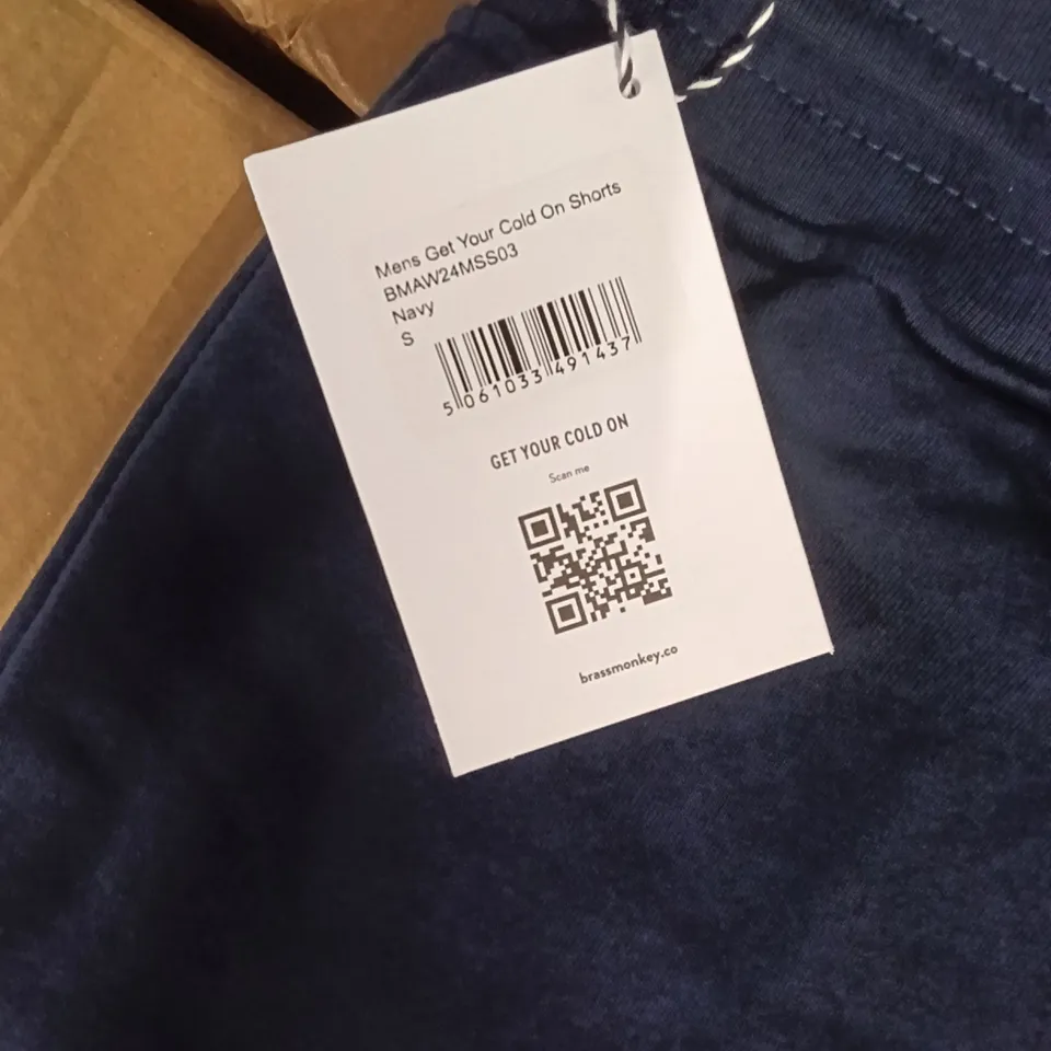 BOX OF BRASS MONKEY SHORTS - NAVY SIZE SMALL APPROXIMATELY 5