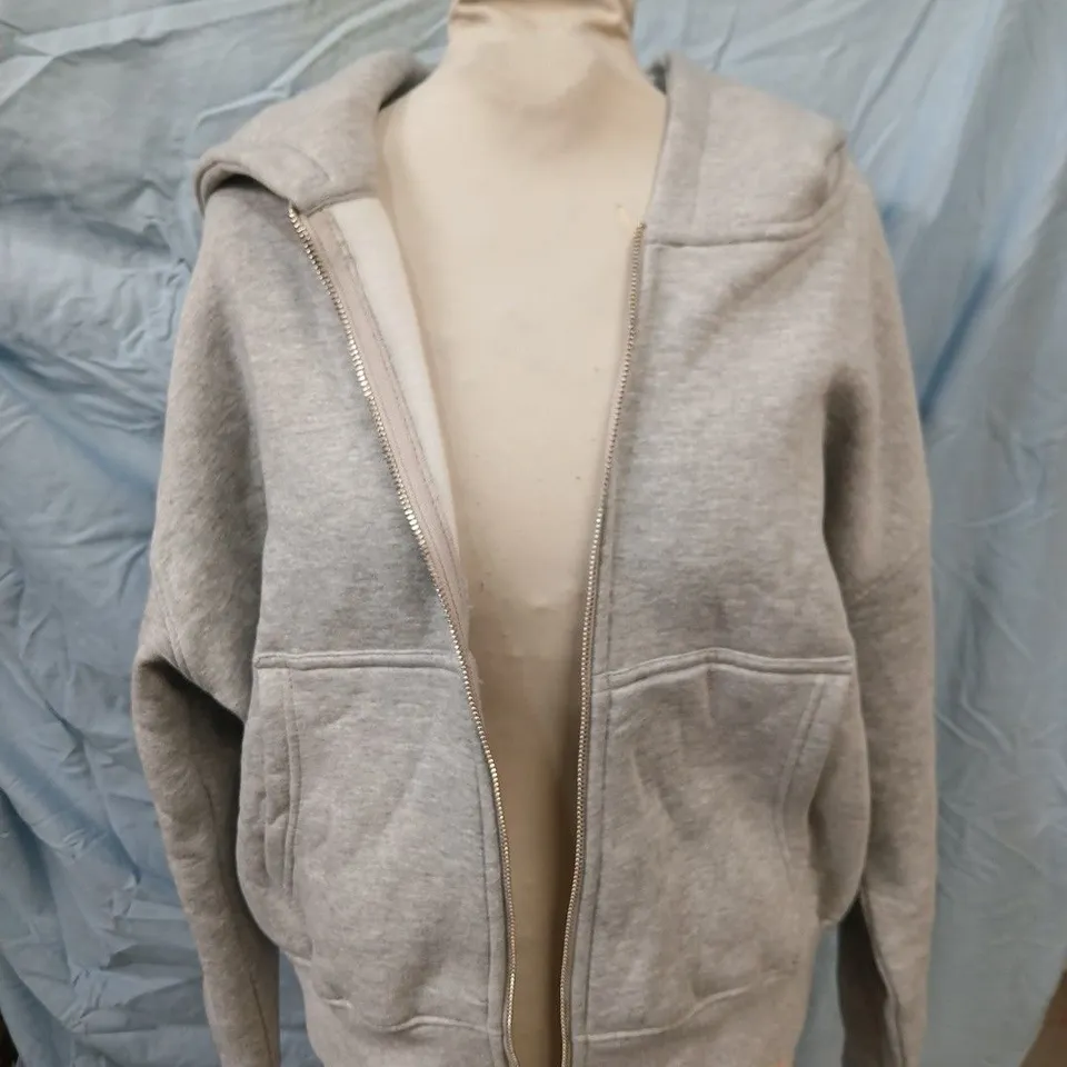 NO SAUCE ZIP HOODIE – GREY, SIZE XS