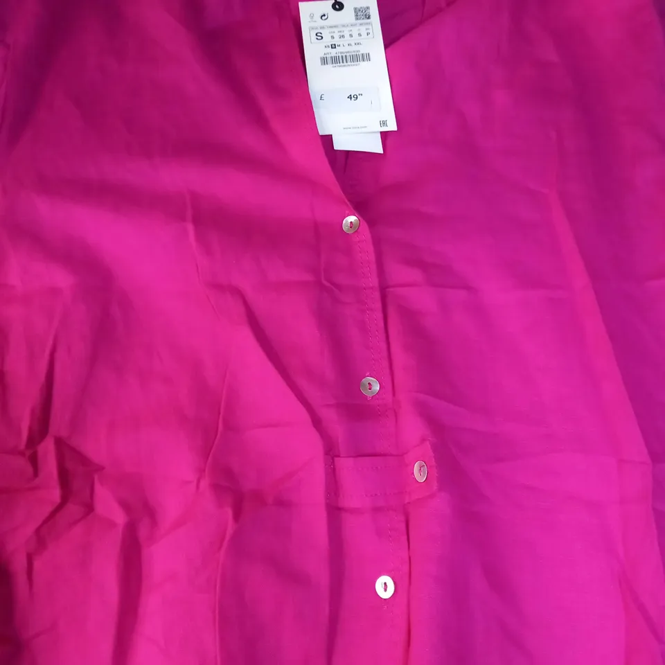 ZARA HOT PINK BUTTON THROUGH SHIRT - SMALL