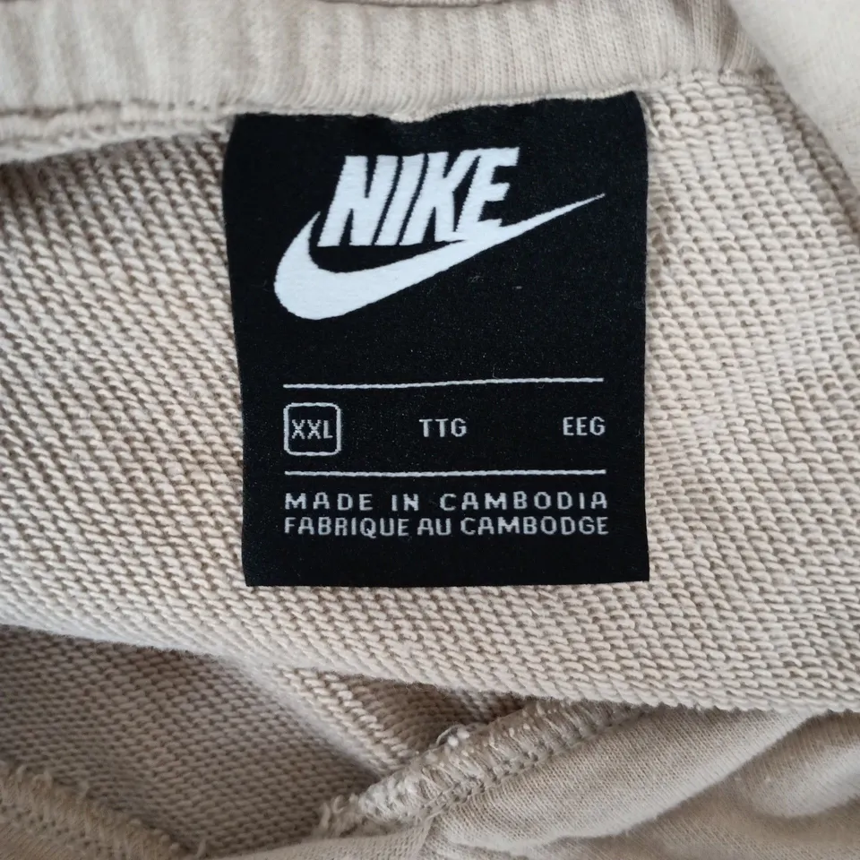 NIKE HOODIE XXL – BEIGE/CREAM TWO-TONE WITH WHITE PANEL SLEEVES