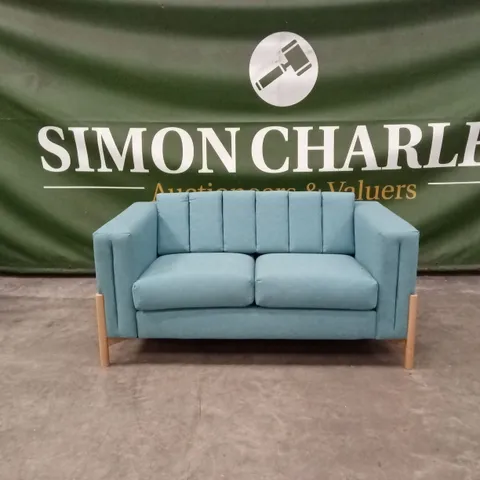 QUALITY DESIGNER SYDNI 2 SEATER FABRIC SOFA - TEAL
