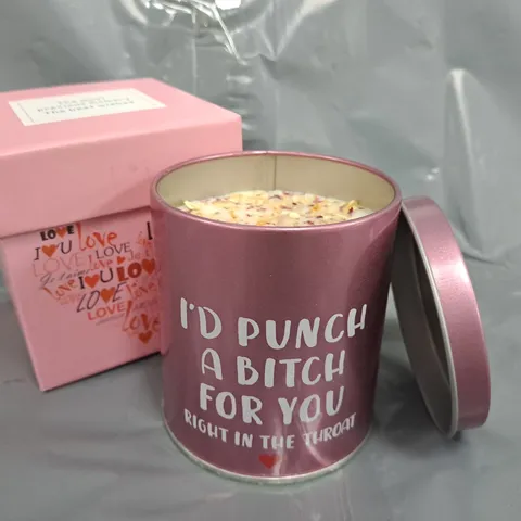UNBRANDED SCENTED CANDLE W. NOVEL MESSAGE IN PINK