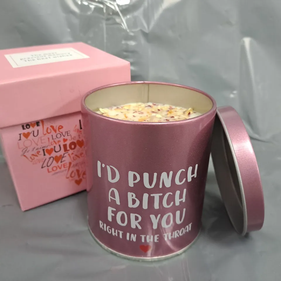 UNBRANDED SCENTED CANDLE W. NOVEL MESSAGE IN PINK