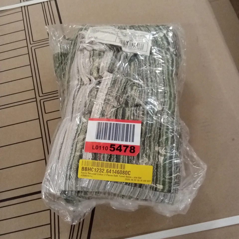 BAGGED FARRIS RECYCLED COTTON 2 PIECES BATH TOWEL SET