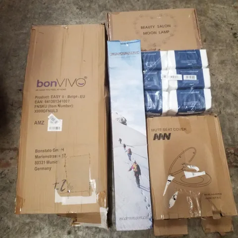 PALLET CONTAINING ASSORTED PRODUCTS INCLUDING TOILET SEAT, MULTI-FUNCTION CRUTCH, FACE TOWELS, MOON LAMP & FOLDING FLOOR CHAIR