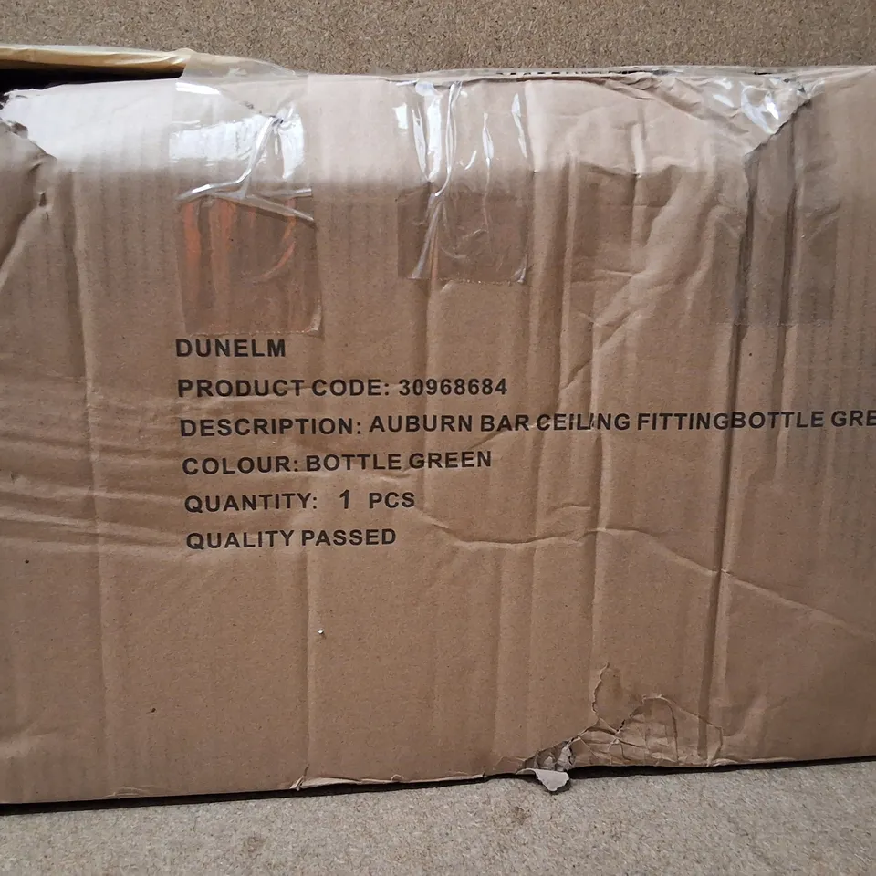 BOXED DUNELM AUBURN BAR CEILING FITTING – BOTTLE GREEN