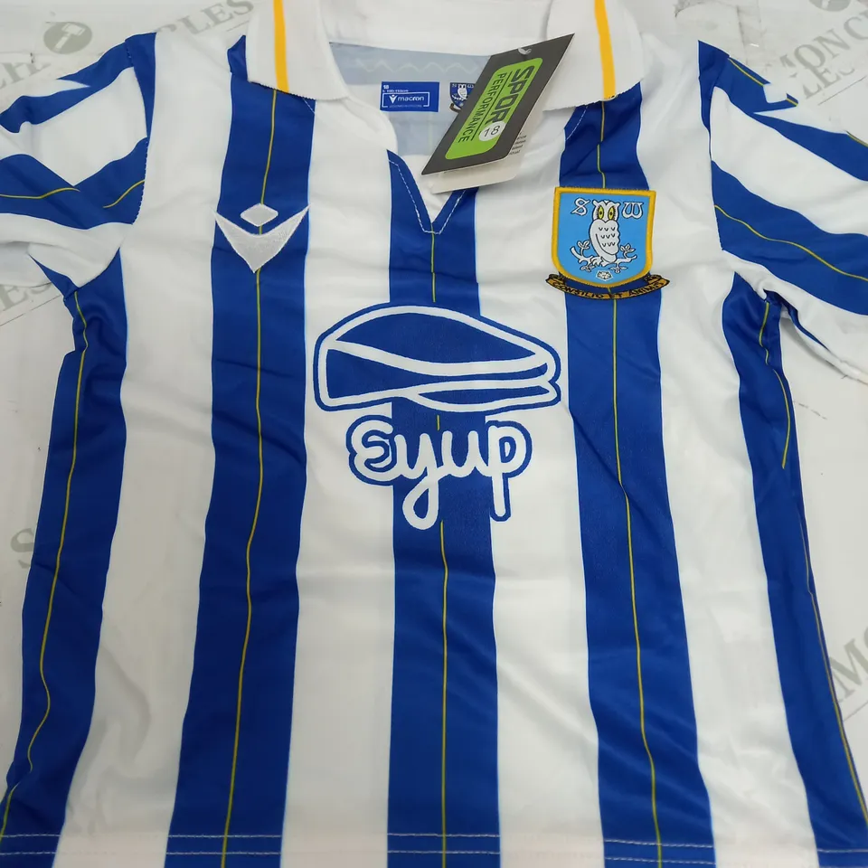 SHEFFIELD WEDNESDAY KIDS HOME SHIRT & SHORTS - '4 DODD' - SIZE 18